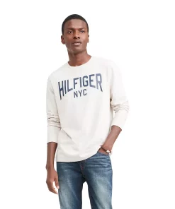 Men's Tommy Hilfiger Logo Graphic Tee -Casual Outfits For Men Elegant store 5854287 Beige Heather