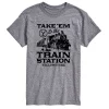 Big & Tall Yellowstone Train Station Tee -Casual Outfits For Men Elegant store 5860327 Gray