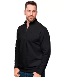 Men's Antigua Gambit Quarter-Zip Fleece Top -Casual Outfits For Men Elegant store 5893727 Black