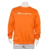 Big & Tall Champion® Script Fleece Crew Sweatshirt -Casual Outfits For Men Elegant store 5910892 Spicy Orange