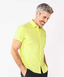 Men's Apt. 9® Untucked-Fit Stretch Button-Down Shirt 14 Men's Apt. 9® Untucked-Fit Stretch Button-Down Shirt -Casual Outfits For Men Elegant store 5947844 Lime