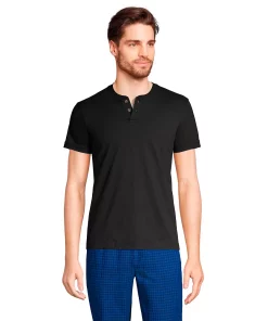 Big & Tall Lands' End Super-T Henley -Casual Outfits For Men Elegant store 5979351 Black