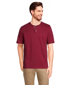 Big & Tall Lands' End Super-T Henley -Casual Outfits For Men Elegant store 5979351 Rich Burgundy