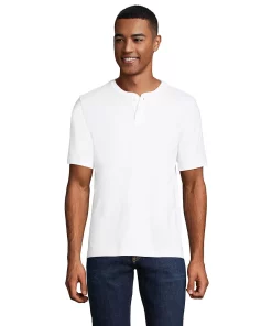 Big & Tall Lands' End Super-T Henley -Casual Outfits For Men Elegant store 5979351 White