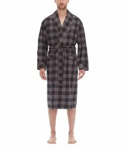 Big & Tall Residence Flannel Shawl Robe -Casual Outfits For Men Elegant store 5992800 Charcoal