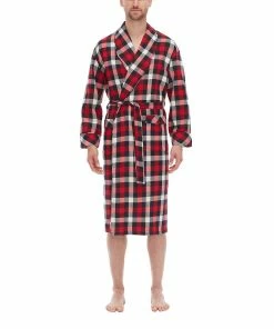 Big & Tall Residence Flannel Shawl Robe -Casual Outfits For Men Elegant store 5992800 Red