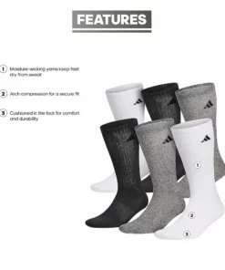 Men's adidas 6-pack Athletic Cushioned Crew Socks -Casual Outfits For Men Elegant store 984385 ALT