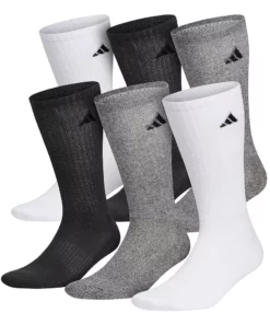 Men's adidas 6-pack Athletic Cushioned Crew Socks -Casual Outfits For Men Elegant store 984385 White Beige Gray
